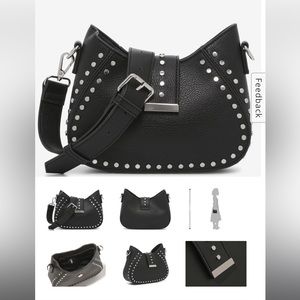 Black leather studded crossbody purse never used